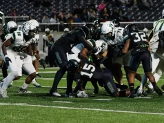 Iowa Colony Dominates Ellison in Round 1 of the Playoffs defensive lineman tackling running back, #jcurtismedia, jeteral c. mitchell, football