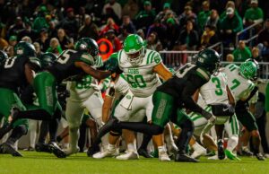 Gameday Sports Journal Iowa Colony vs Brenham deep dive Audio Overview Papo Najera Brenham senior offensive lineman blocking on the line vs Iowa Colony – Gameday Sports Journal, Jeteral C. Mitchell, JCurtis Media