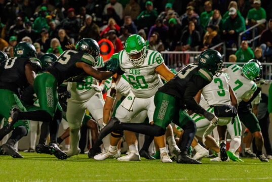 Gameday Sports Journal Iowa Colony vs Brenham deep dive Audio Overview Papo Najera Brenham senior offensive lineman blocking on the line vs Iowa Colony – Gameday Sports Journal, Jeteral C. Mitchell, JCurtis Media