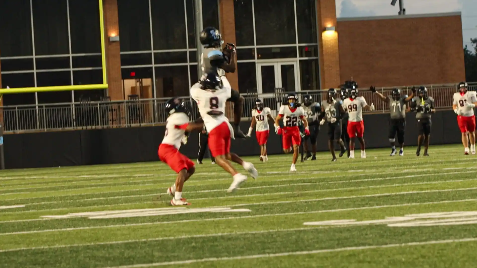 Shadow Creek receiver makes a contested catch against Dawson