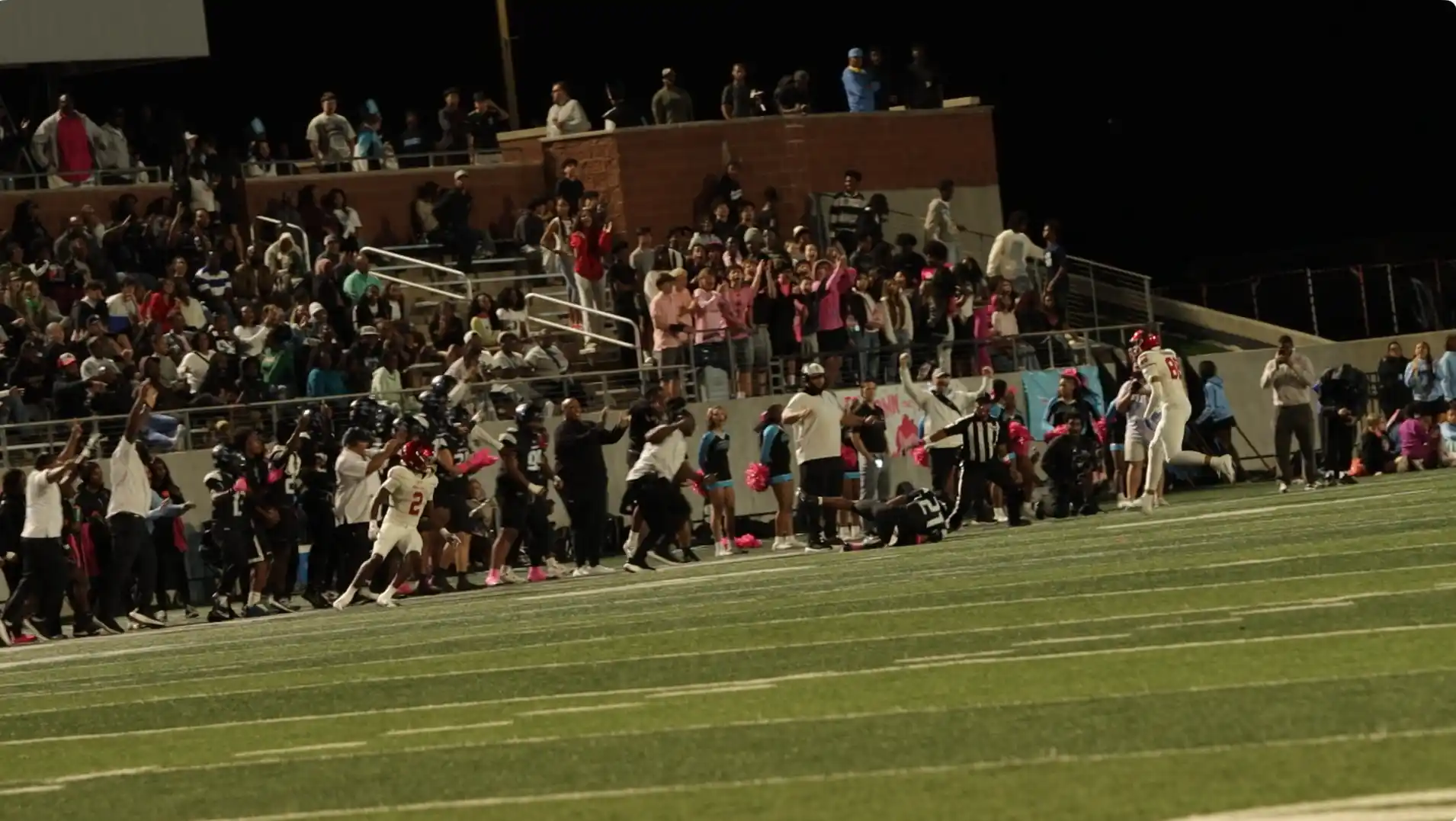 Shadow Creek number 21 Kevin Jackson on an interception against Manvel.